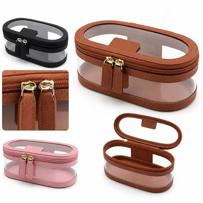 Toiletry Storage Case Transparent Cosmetic Bag Clear Window Double Zipper Cosmetic Organizer Portable Beauty Tools