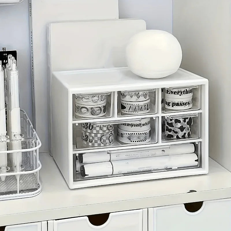 Dustproof Clear Plastic Desktop Mini Storage Box with Drawer – Transparent Organizer for Hair Clips, Jewelry, Keys Small Tools