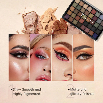 1 Set Tlm 40-Color Eyeshadow Palette with Makeup Brush Set, Matte and Shimmer Multi-color Earth Tones, Long-Lasting and Vibrant, Great for Beginners