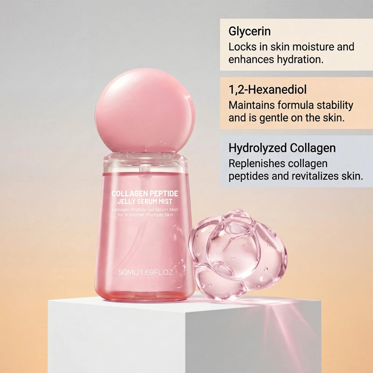 Caviar PDRN&Collagen Peptides Jelly Serum Mist Set,Reshape Skin Cells&Instant Plump,Firm & Anti‑Wrinkle,Dewy Glow&Jelly to Mist Technology,On the Go Skincare Capsule,Clean&Gentle Formulation,Travel Essentials&Self Care Gift