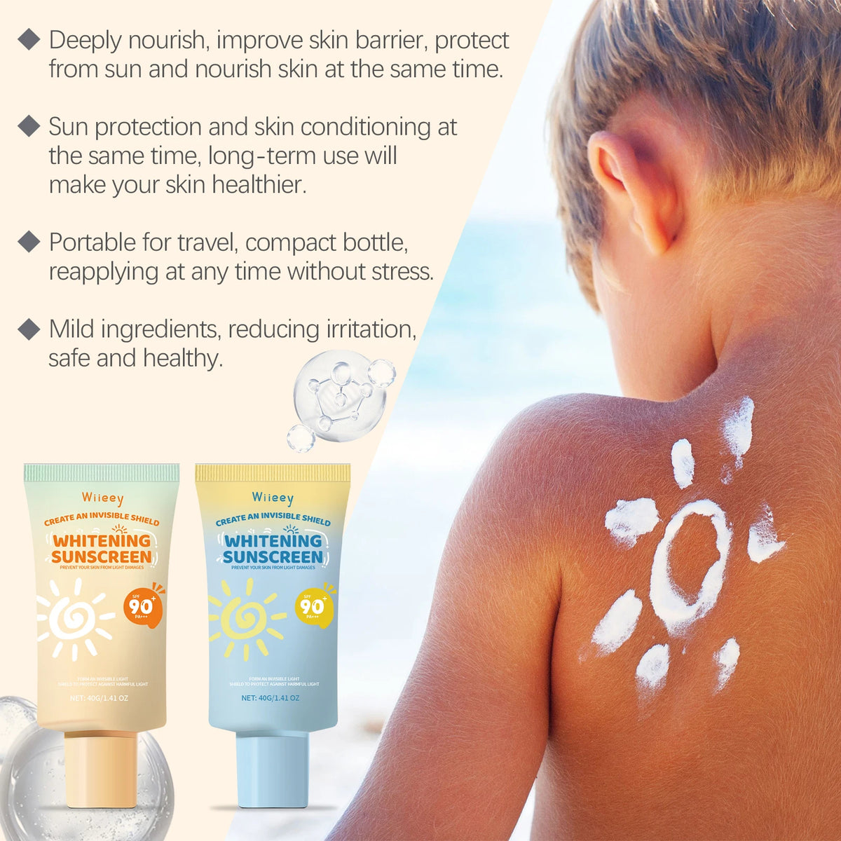 Kids Sunscreen Body Lotion Spf 50 Lightweight Non-greasy Refreshing Face Hydrating Brighten Broad Spectrum Moisturizing Sunblock
