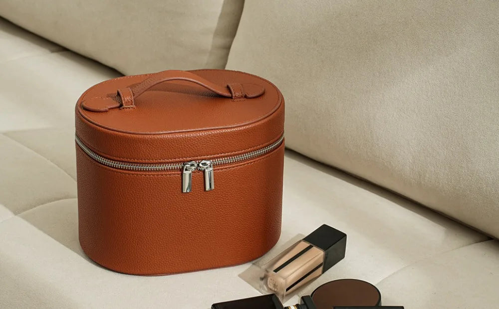 Large Capacity Cosmetic Box PU Leather Internal Storage Box Travel Organizer Bag Waterproof Zipper Closure Makeup Bag Daily Use