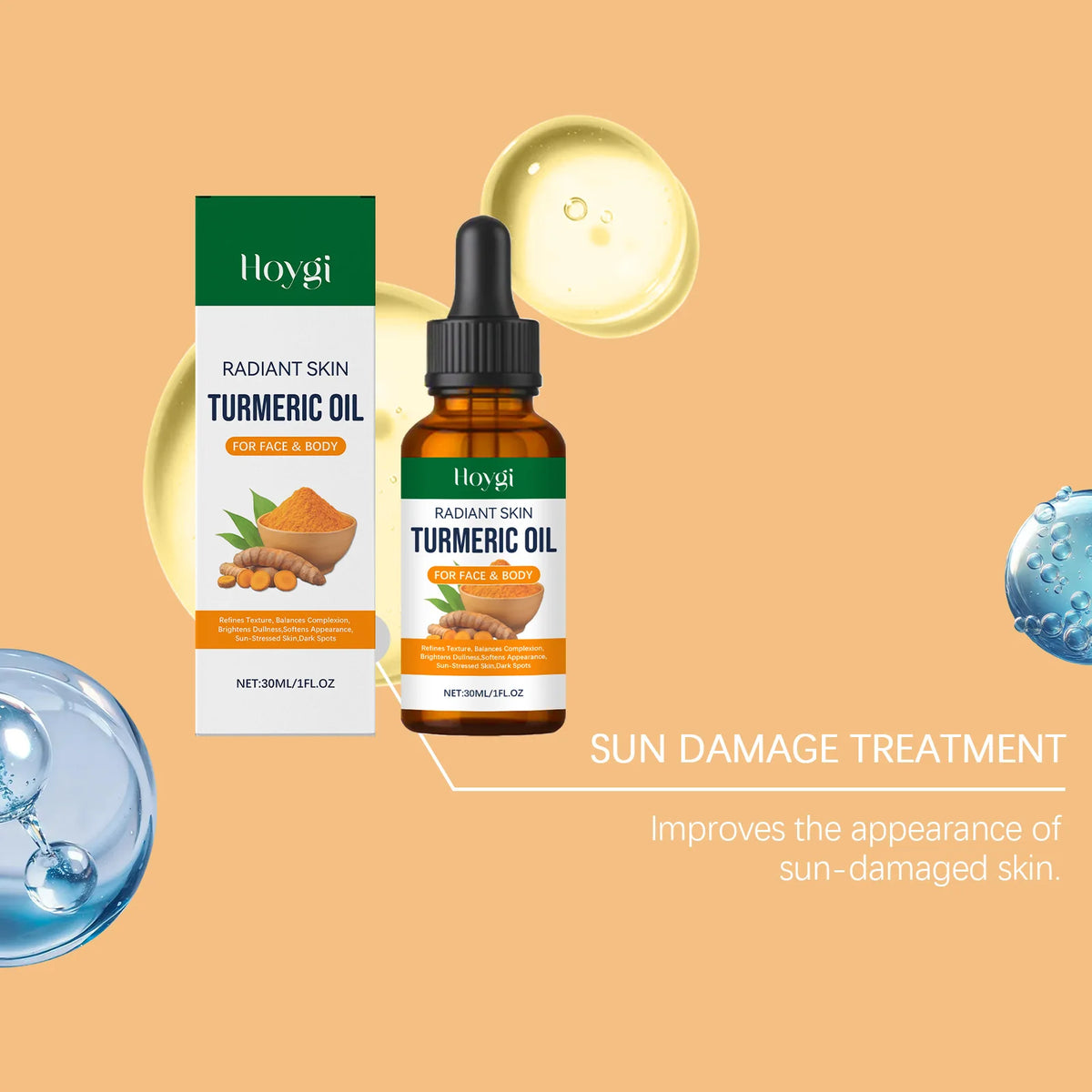 Turmeric Brightening Oil Dark Spot Corrector Exfoliating Face Oil Even Skin Tone Nourishing Fades Sun Spots Body Face Skincare