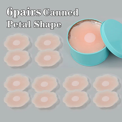 12pcs Women Invisible Nipple Cover Stickers Self-adhesive Chest Breast Petals Silicone Lift Up Paddings Reusable Patch Bra Pads