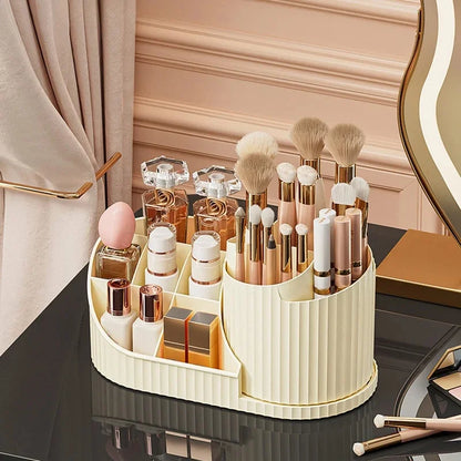 360° Rotatable Cosmetic Organizer Lipstick Makeup Brush Holder Desktop Cosmetic Display Cabinet for Dresser Living Room