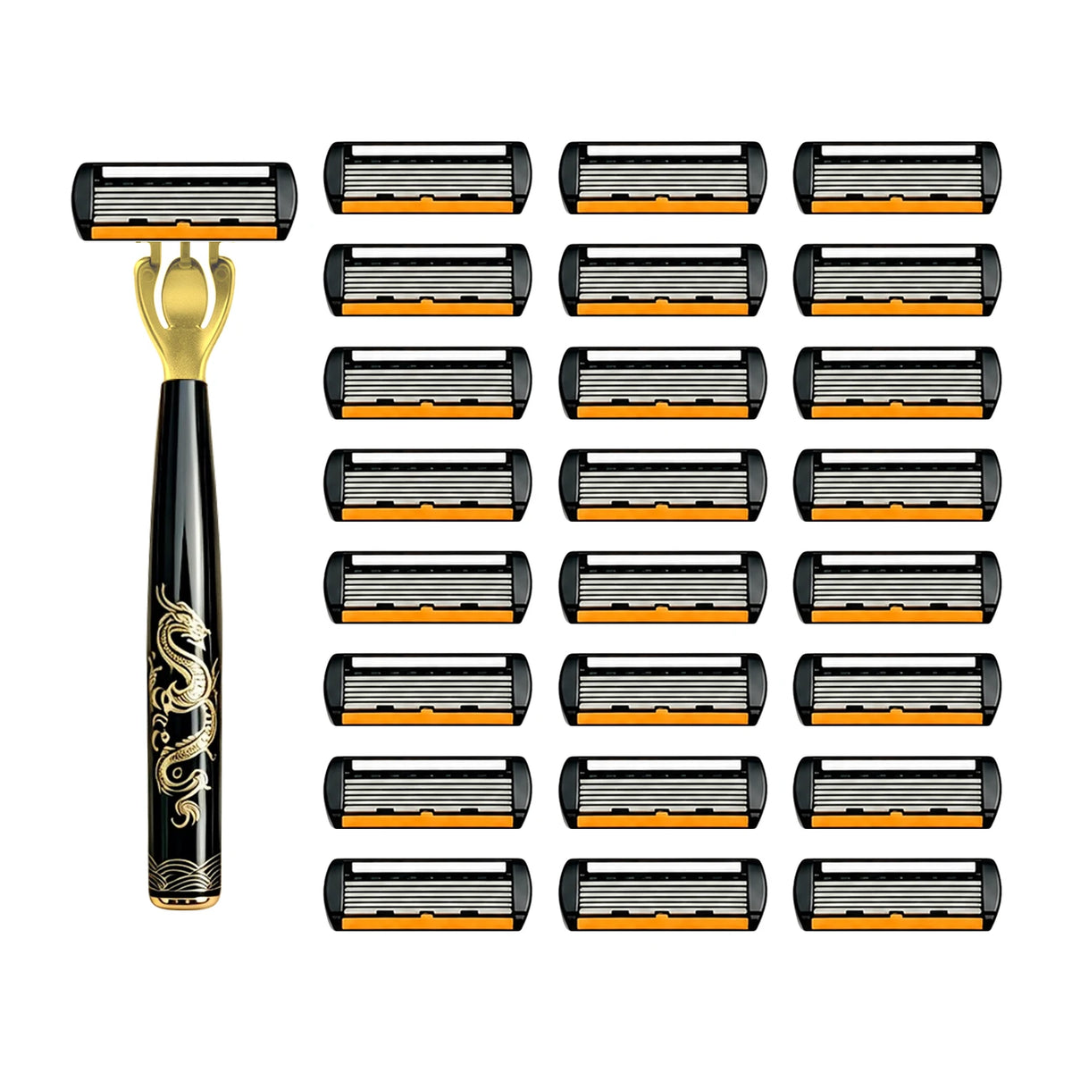 Men's Manual Safety Razor Set, Featuring 6-Layer Stainless Steel Blades and an Aloe vera Lubricating Strip | Perfect as a Gift.