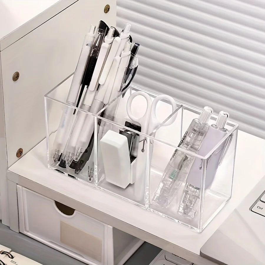 Transparent Makeup Organizer - Countertop Cosmetic Storage for Lipstick Brushes Makeup Brush Storage, Desktop Storage Pen Holder