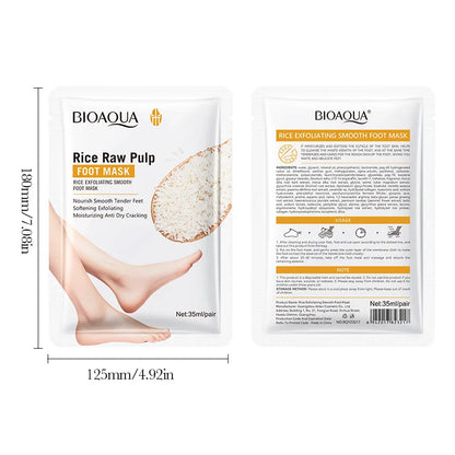 5 Pairs BIOAQUA White Rice Foot Mask Moisturizing Foot Peeling Mask Exfoliating Feet Spa Pedicure Exfoliant Feet Skin Care