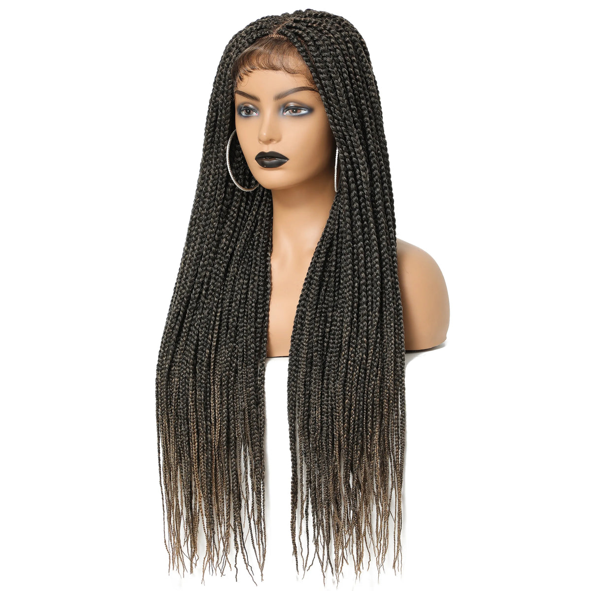 Long Box Braided 4x4 Lace Wigs With Baby Hair Twist Braids Lace Closure Wigs For Black Women Synthetic Cosplay Wig 30 Inch