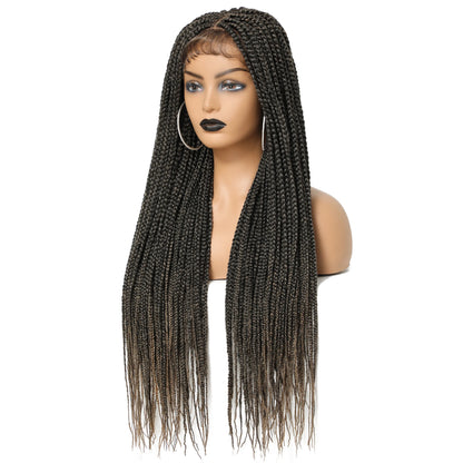 Long Box Braided 4x4 Lace Wigs With Baby Hair Twist Braids Lace Closure Wigs For Black Women Synthetic Cosplay Wig 30 Inch