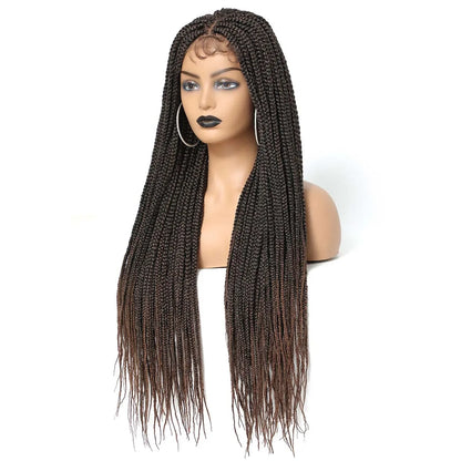 Long Box Braided 4x4 Lace Wigs With Baby Hair Twist Braids Lace Closure Wigs For Black Women Synthetic Cosplay Wig 30 Inch