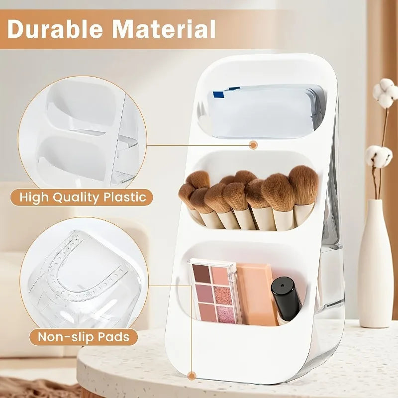 1 PCS Desktop Makeup Brush Storage Box Large Capacity Countertop Storage Rack Suitable for Dressing Tables Bedrooms Office Desks