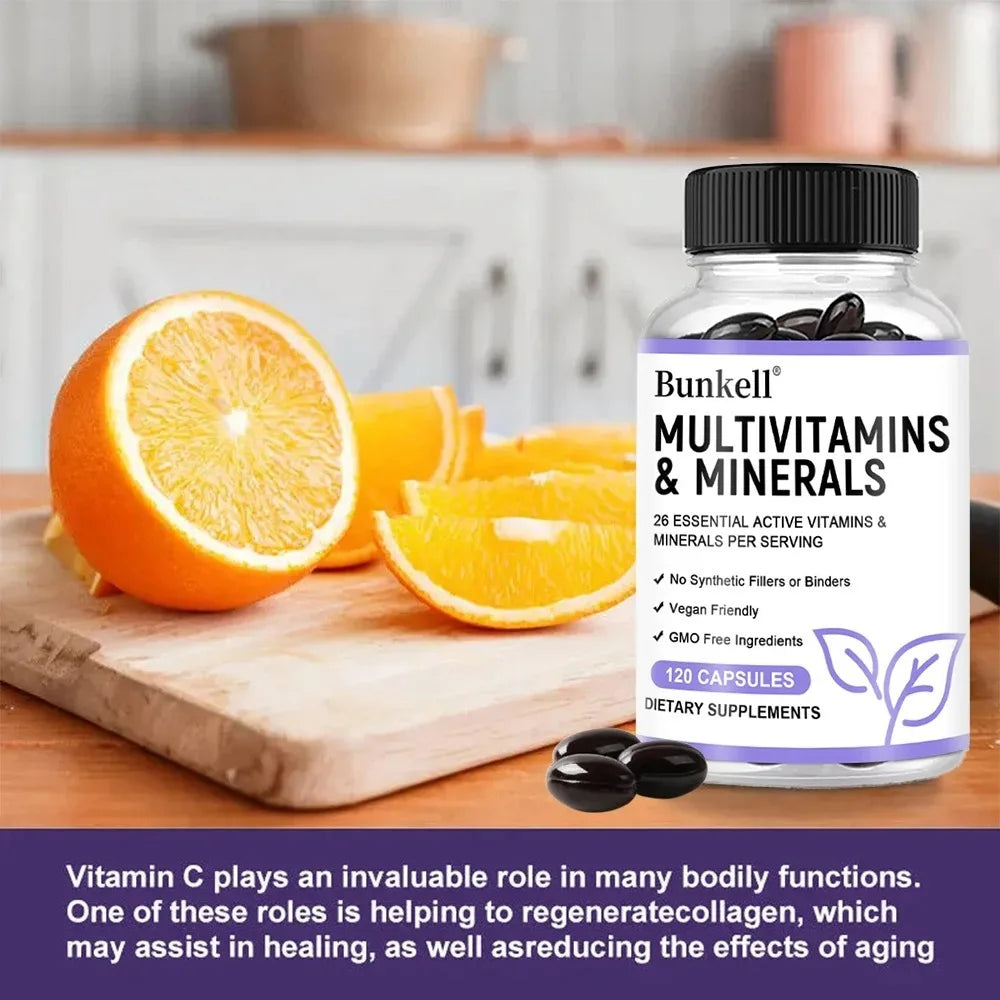 Multivitamin and Minerals - Daily Supplement, Antioxidants, Skin Repair, Liver Health Maintenance, Energy Boost, 120 Capsules