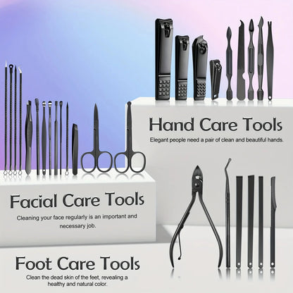 28Pcs New Stainless Steel Nail Clipper Set Grooming Tool Set With Portable Case Manicure Art Tool Nails Cut