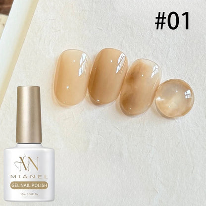 10ML 1-9pcs Hot Selling Water Blurred Clear Brown Nails Jelly Nail Polish Whitening Leopard Nails Black Green Nails