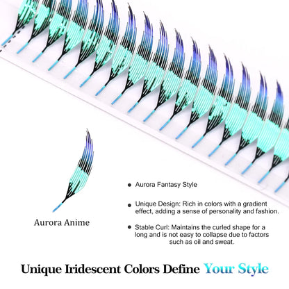 New Tinsel Anime Eyelash Extension Dual Sided Holographic Manga False Eyelash Feather Colored Christmas Party Comic Spire Lashes