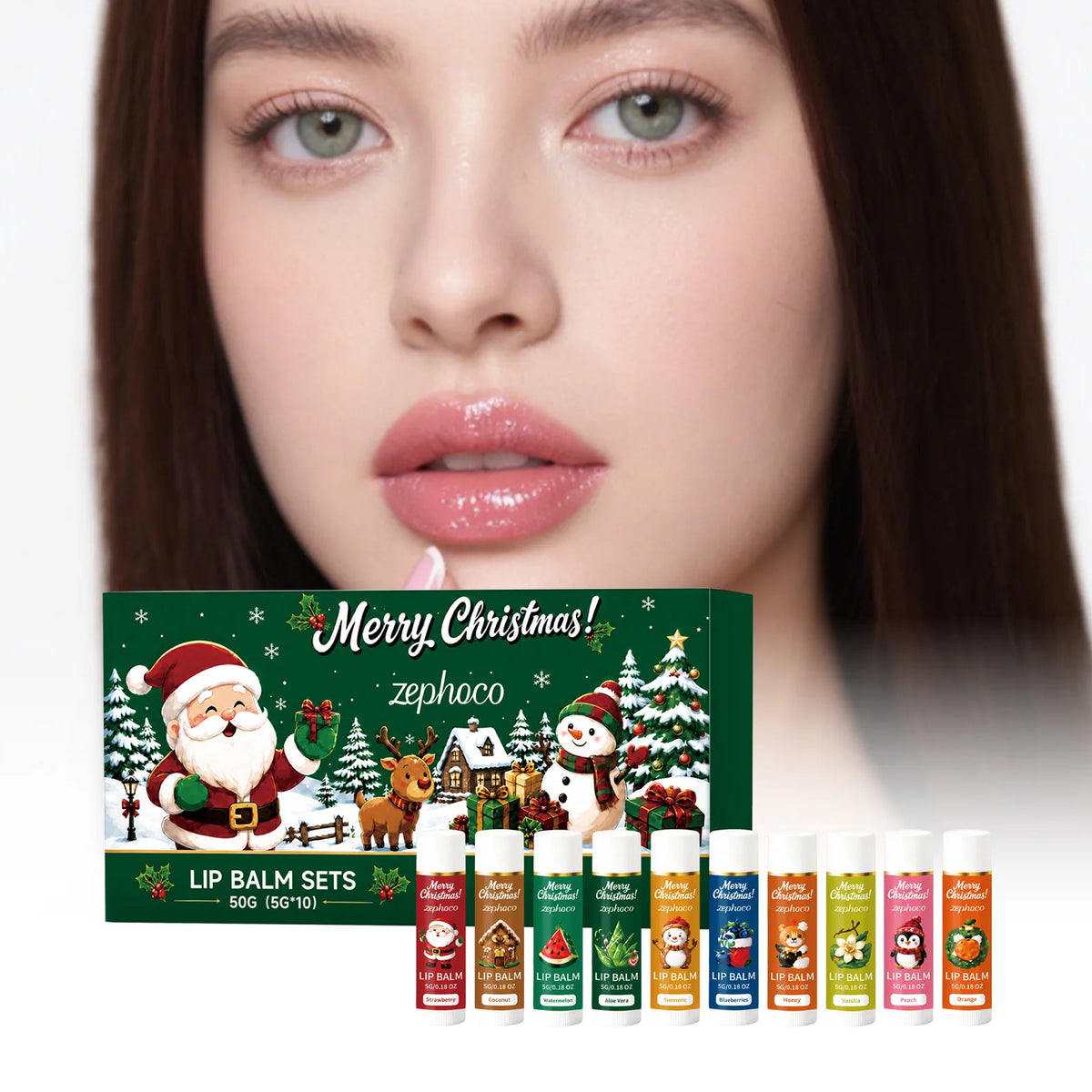 Christmas Lip Balm Set Moisturizing Multi-Flavor Long-Lasting Fruity Lip Care for Dry Cracked Lips Holiday Gift Stocking Stuffer