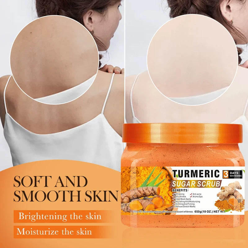 Turmeric Sugar Scrub 650g Each Body Exfoliator Natural Brightening Moisturizing Scrub for Glowing Smooth Skin