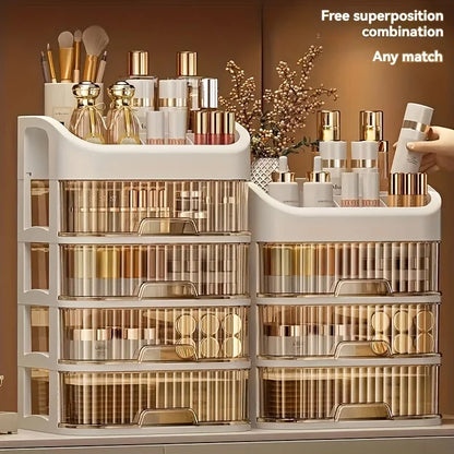 Large Capacity Cosmetic Storage Box Transparent Drawer Jewelry Makeup Storage Box Multi-layer Multi-functional Desktop Organizer