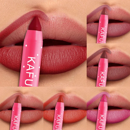 15 Colors Lipstick Pencil Waterproof Sexy Red Matte Contour Tint Lipstic Pen Long-lasting Lipliner Pen Non-stick Cup Lip Makeup