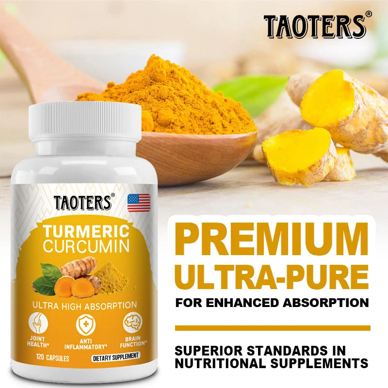 Turmeric Curcumin Capsules,Natural Joint Support,Relieve Joint Pain, Support Brain Health & Heart Health