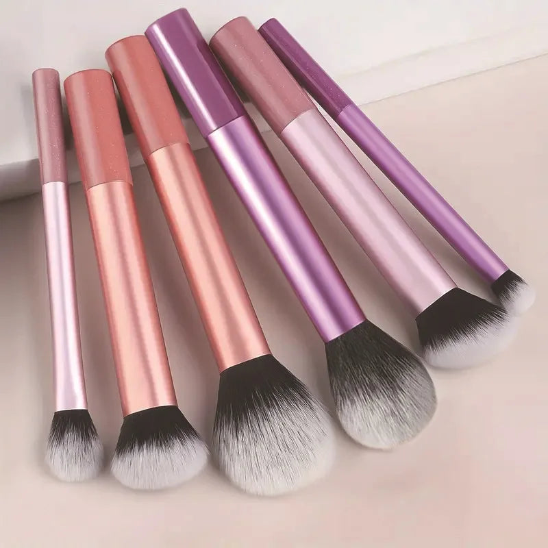 8 PCS Long‑Handle Makeup Brush Set, Multi‑Color Ultra‑Soft Brushes, Powder Blush Eyeshadow Brushes for Beginners