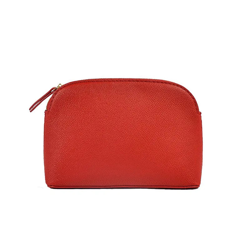 Customized Letters PU Leather Cosmetic Storage Bag Classic Simple Atmosphere Solid Color Make Up Bag Advanced Zipper Wash Bag