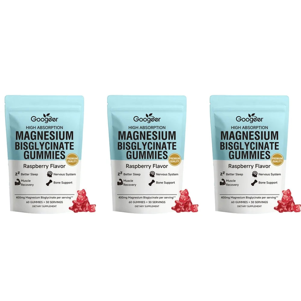 Magnesium Bisglycinate Gummies 400mg, with Vitamin D3 & Zinc, 60 Count, Supports Better Sleep, Muscle Recovery & Nervous System