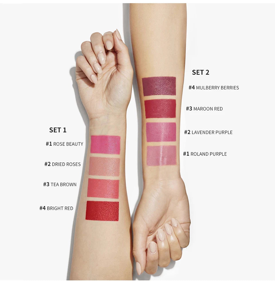 4 Pcs Cigarette Lipstick Set Matte Lip Gloss Long Lasting Waterproof Nude Lip Tint Lip Stick Tube Cosmetics Christmas Gift