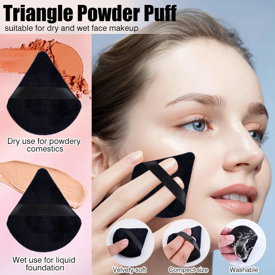 10/20Pcs Triangle Velvet Powder Puff Heart Shaped Makeup Sponges Blender Foundation Cosmetic Facial Sponges Make Up Accessories