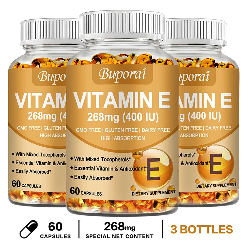 Vitamin E - Promotes Skin, Hair, Nails, Immune and Eye Health, Antioxidant