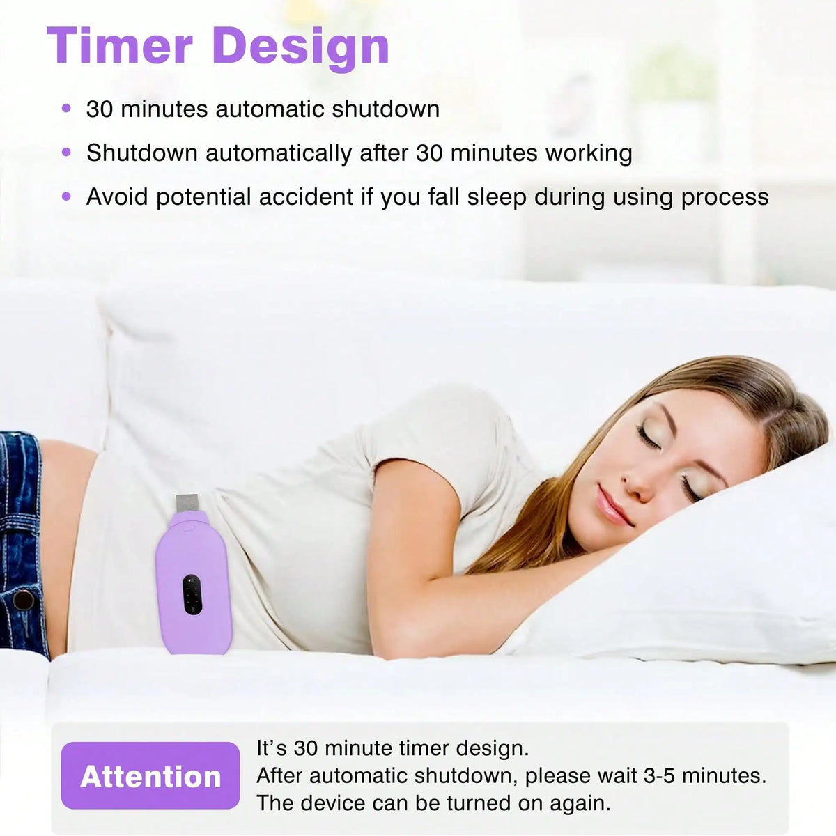 Menstrual Heating Pad, Portable Cordless Heating Pads For Cramps Period Cramp Massager With 6 Heat Levels And 6 Massage Modes, Purple