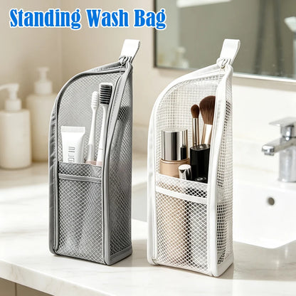 Waterproof Foldable Mesh Toiletry Bag Set for Women Portable Travel Organizer Stand-Up Cosmetic Pouch Bathroom Accessories
