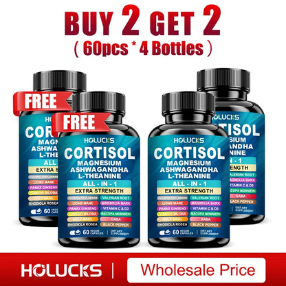 Buy 1 Get 1 Free! Premium Cortisol Capsules, Support Balances Hormones, Reduces Hot Flashes & Promotes Restful Sleep, Non-GMO