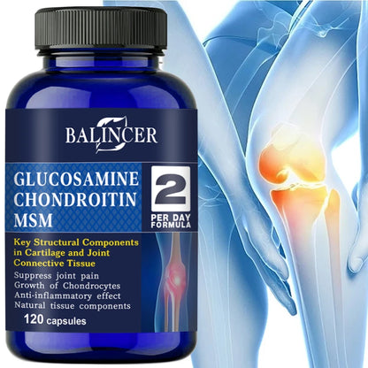 Glucosamine Chondroitin MSM - for Joint and Knee Health, Immune System, Non-GMO, 120 Capsules
