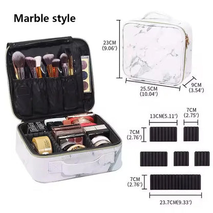 New PU Leather Cosmetic Bag For Women Professional Makeup Case Travel Toiletry Makeup Bag Beauty Nail ToolBox Make Up Handbag