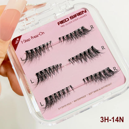 RED SIREN Self Adhesive Eyelashes 3Pairs/Pack Natural Look Half Faux Mink Lashes Long Lasting Press On Cat Eye Lashes Makeup