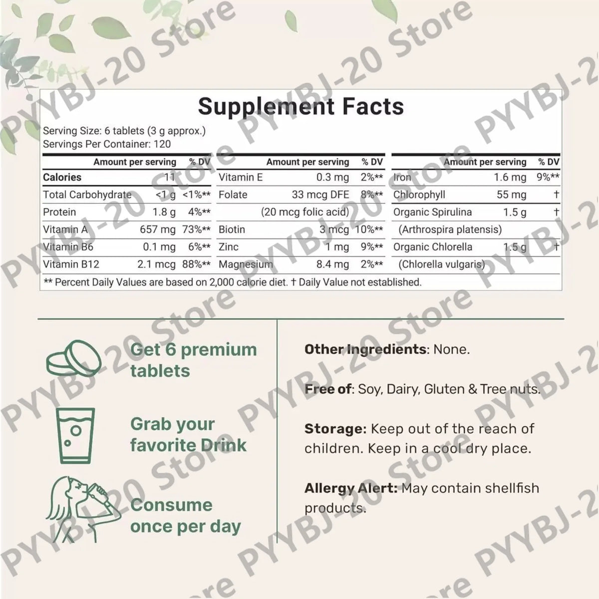 Organic Spirulina & Chlorella 720 Tablets – Broken Cell Wall, Chlorophyll Rich, Supports Daily Energy, Immunity & Vitality