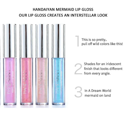 6 Colors Glitter Liquid Lip Gloss Tint Laser Holographic Lipstick Mermaid Glitter Lip Gloss Not Fading Lasting Lip Tint Cosmetic