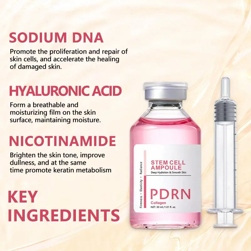 Stem Cell Ampoule Essence, PDRN Ampoule Deep Repair Renew Skin Brighten Tone Strengthen Barrier Firming Facial Essence