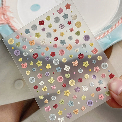 Kawaii 2PCS/Pack Embossed Bear DIY Stickers Scrapbook Sticker For Journal Material Nail Sticker Set