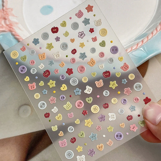 Kawaii 2PCS/Pack Embossed Bear DIY Stickers Scrapbook Sticker For Journal Material Nail Sticker Set