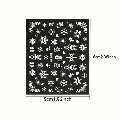 30pcs Sheets Winter 3D Nail Art Stickers Decals Nail Art Supplies for Women And s - Self-Adhesive Cartoon Snowflake Snowman