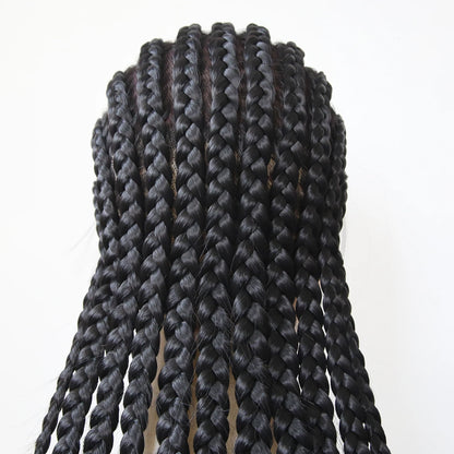 Black Braided Wigs Synthetic Full Lace Wig Glueless Full Lace Synthetic Wig Heat Resistant Fiber Wig for Women Daily Wear