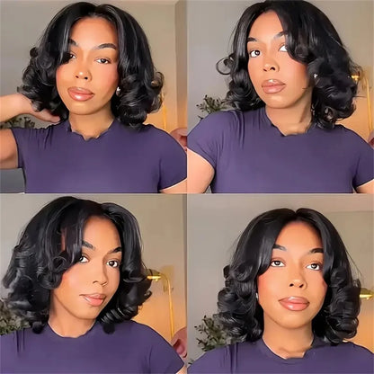 Loose Bouncy Wave Short Bob Wigs Raw Vietnamese Virgin Hair Side Part Body Wave Human Hair Lace Frontal Pre Cut 13x4 Hd Lace Wig