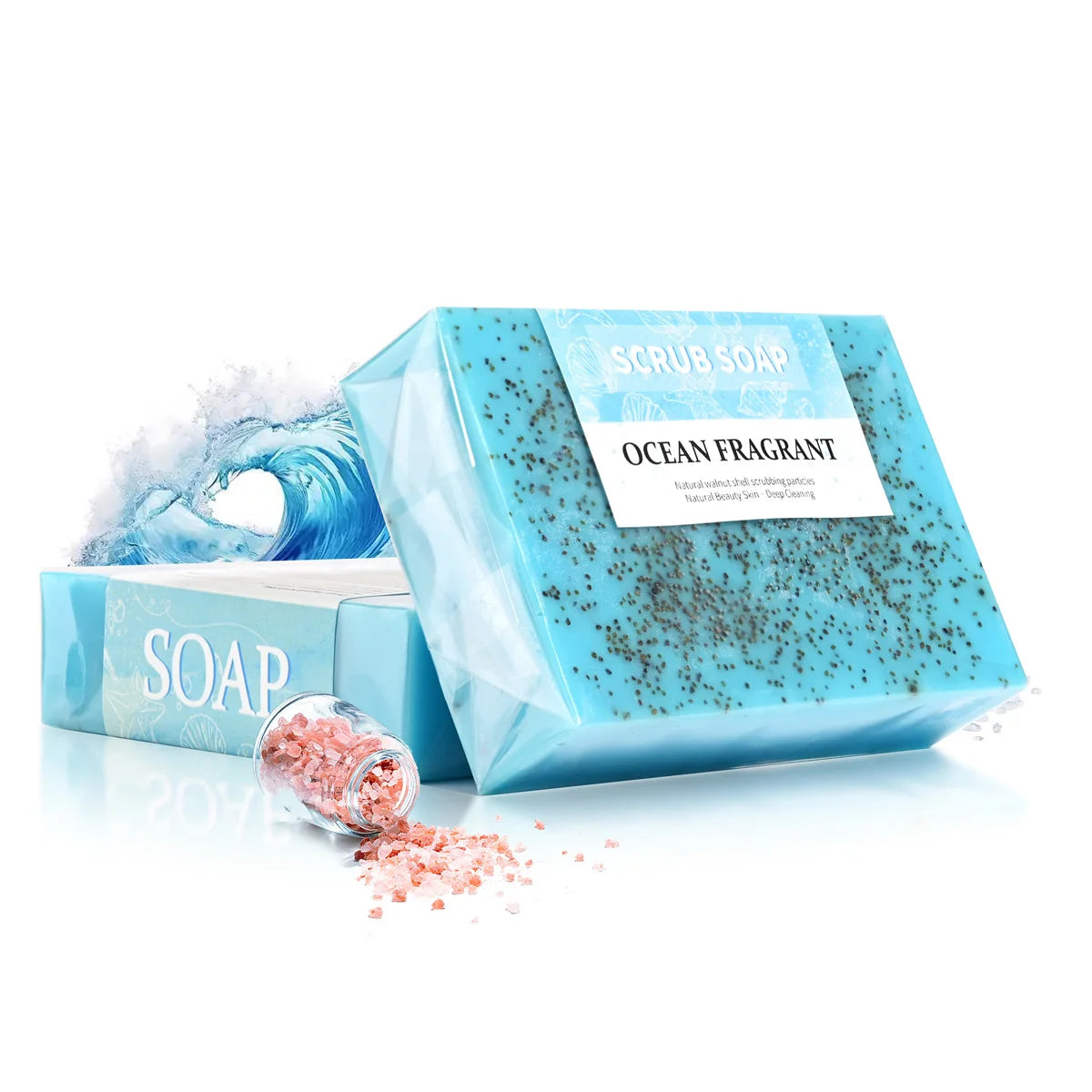 M+100G Sea Salt Acne Removing And Cleaning Walnut Shell Particles Handmade Soap Moisturizing And Whitening Glycerin Soap
