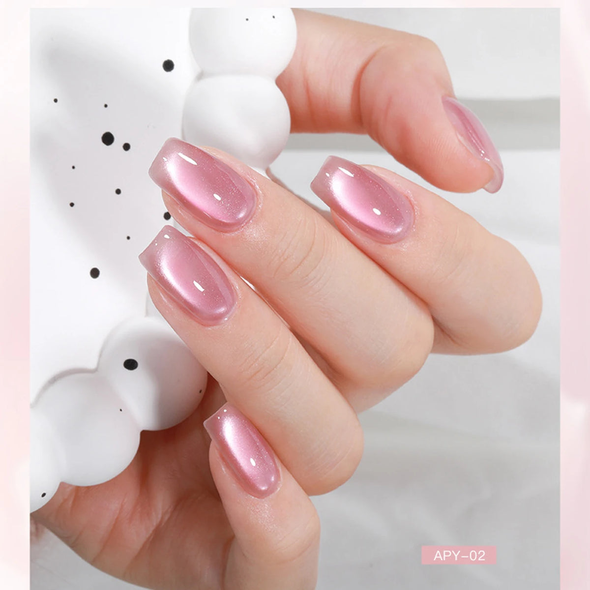 MIANEL 2026 Summer Trend Nude Pink Cat Eye Gel Nail Polish Soft Brightening Transparent Peach Pink with Glass Bead