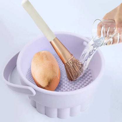 1Pcs Silicone Makeup Brush Washing Bowl Cleaning Box Sponge Powder Puff Washer Beauty Egg Drying Storage Makeup ToolArtifact