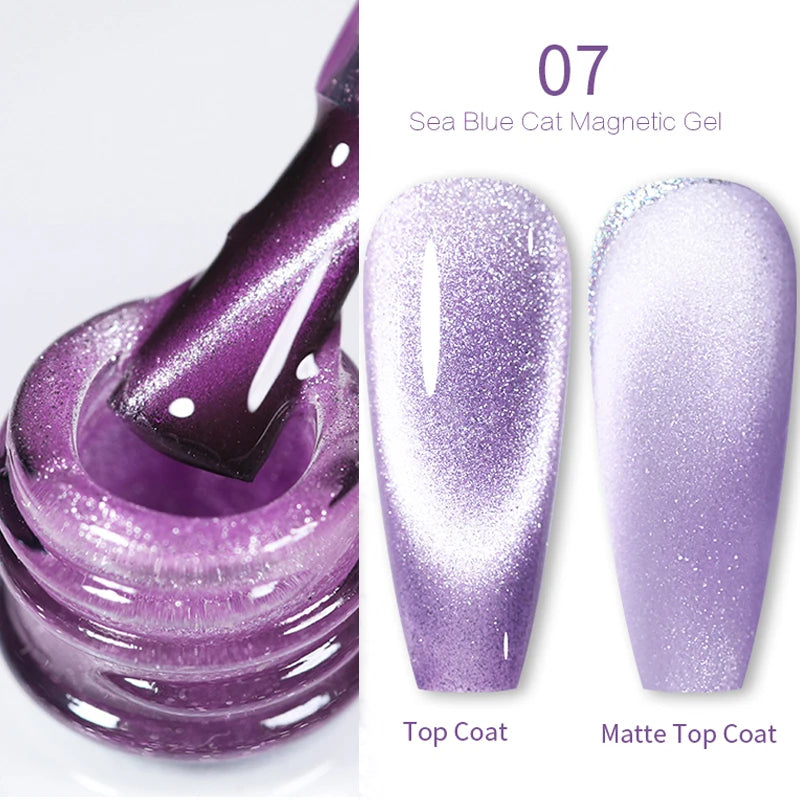 BORN PRETTY 10ml Rainbow Glass Cat Magnetic Nail Gel Polish Sparkling Double Light Reflective Glitter Colorful Laser Varnish