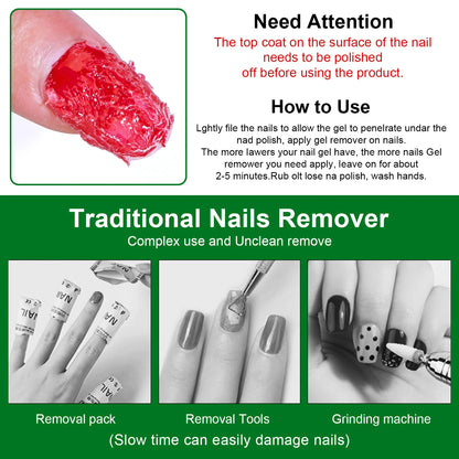 TWOING 15ml Magic Fast Nail Gel Polish Remover Clean UV Soak Off Semi Permanent Varnish Nail Art Removal Tools Manicure